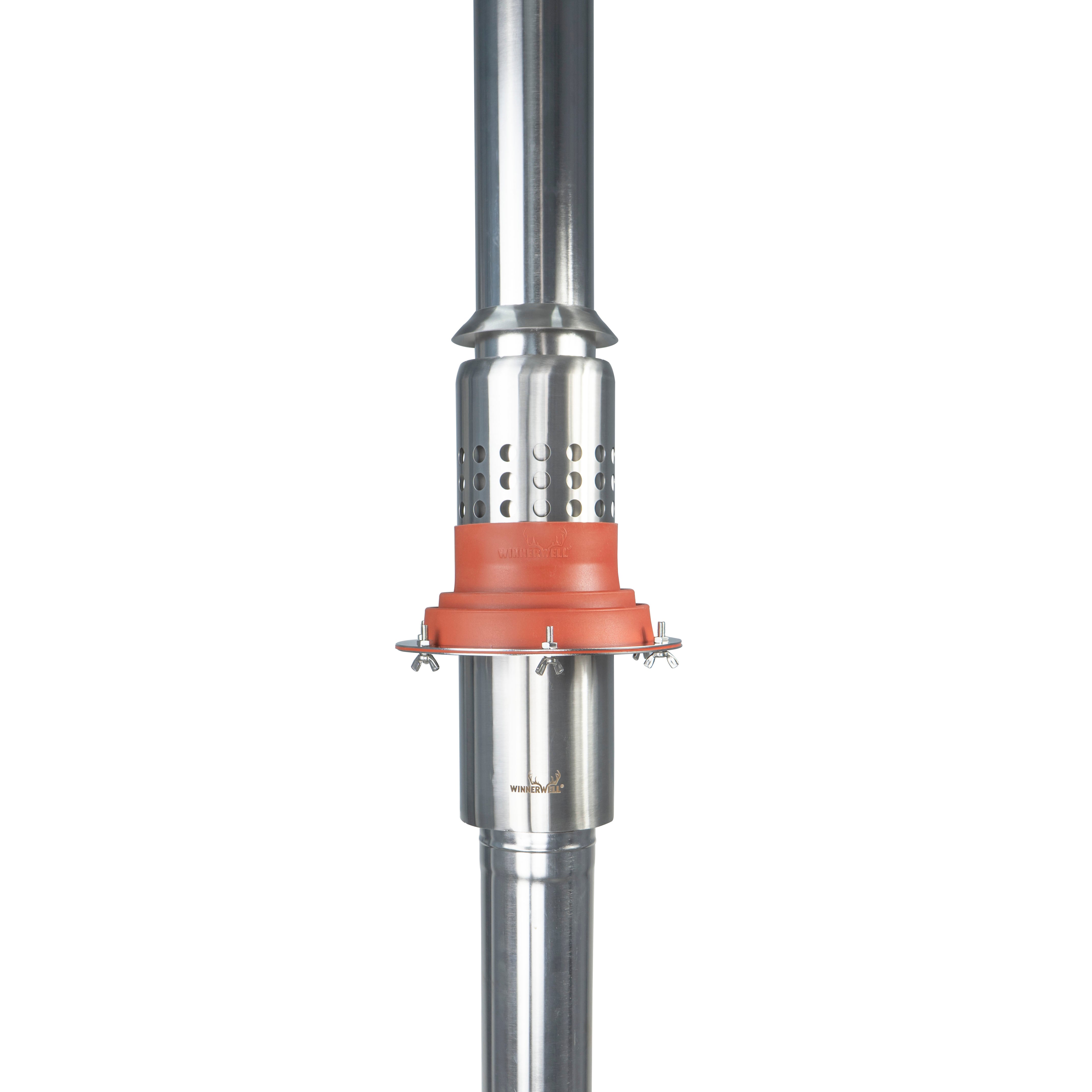 view of Winnerwell® Heat Protector Chimney G2 3.5", showcasing its design features that contribute to heat protection and optimal performance in outdoor stove systems.