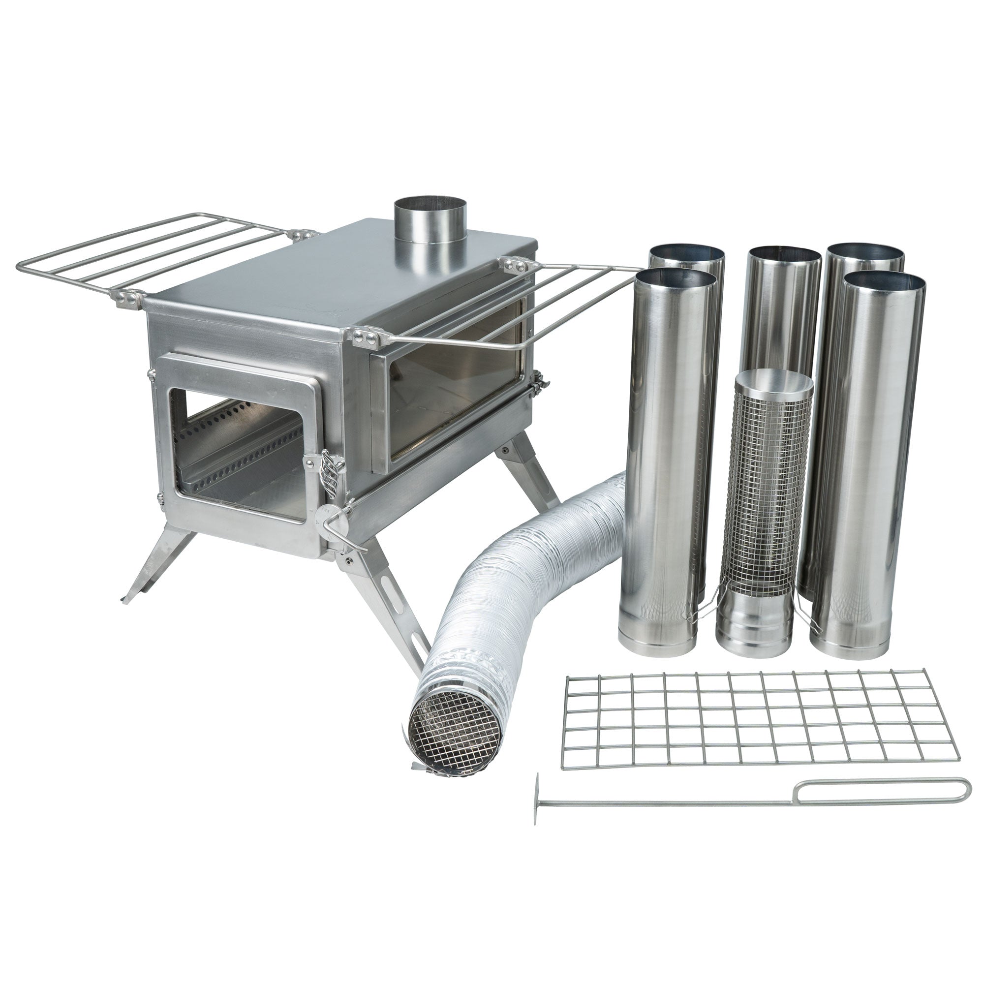 Winnerwell Nomad PLUS Zeltofen mit doppeltem Sichtfenster & externer Luftzufuhr – Holzofen fürs Zelt & Outdoor