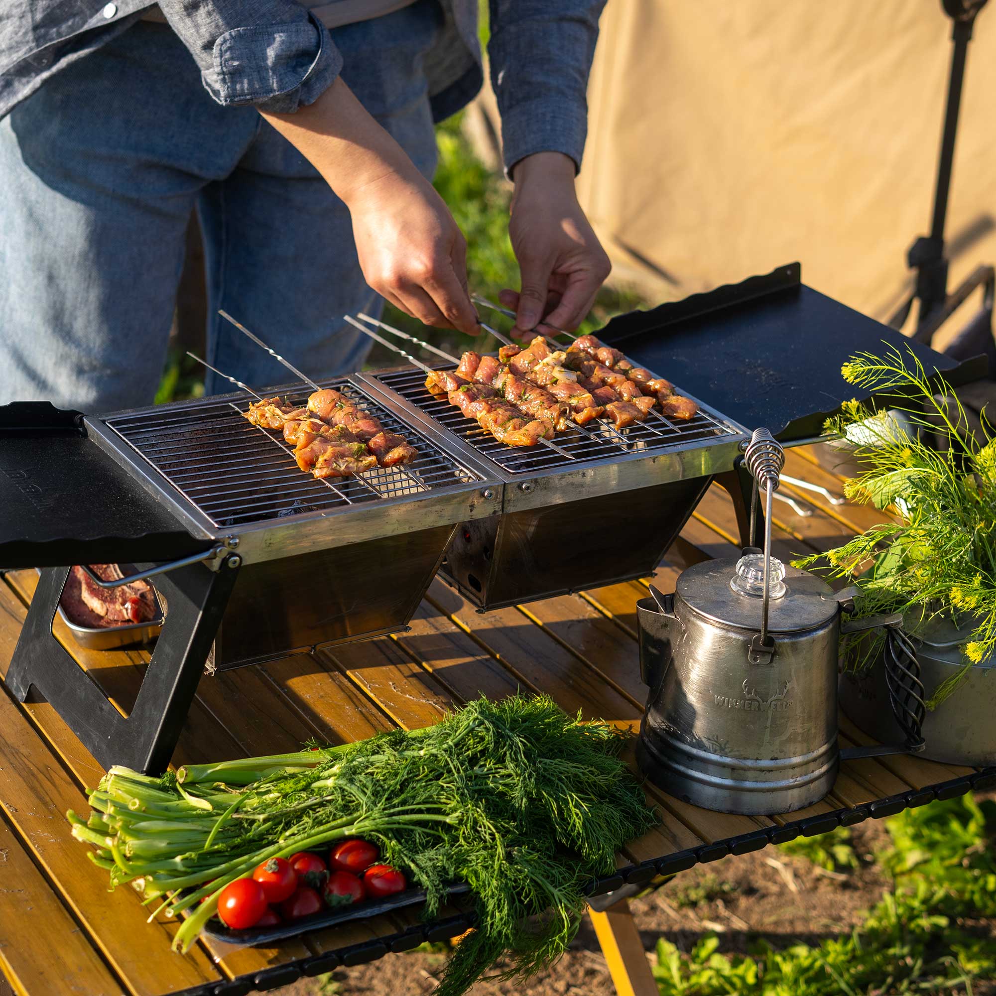 Winnerwell® Fastfold Camp Table Charcoal BBQ Grill