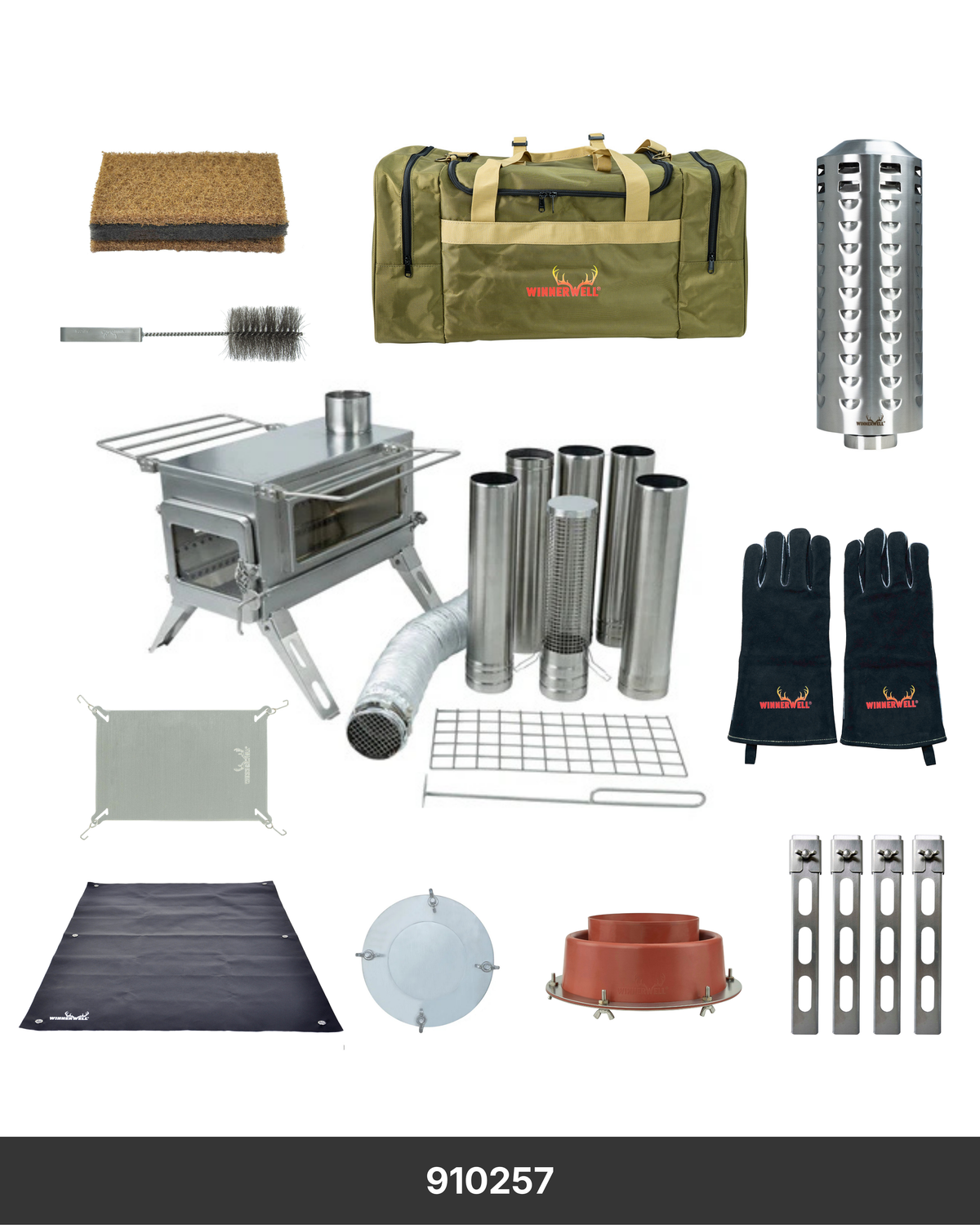 tent stove kit Nomad External Air Stove Hot Setup – Medium size:40 top and back to Croozer Kopfstütze emc
