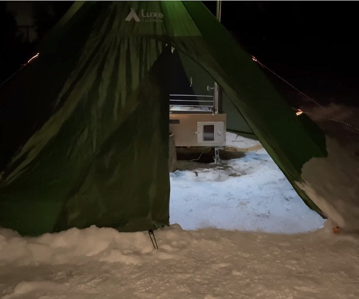Compact fold-flat design of outdoor wood stove for easy storage and portability