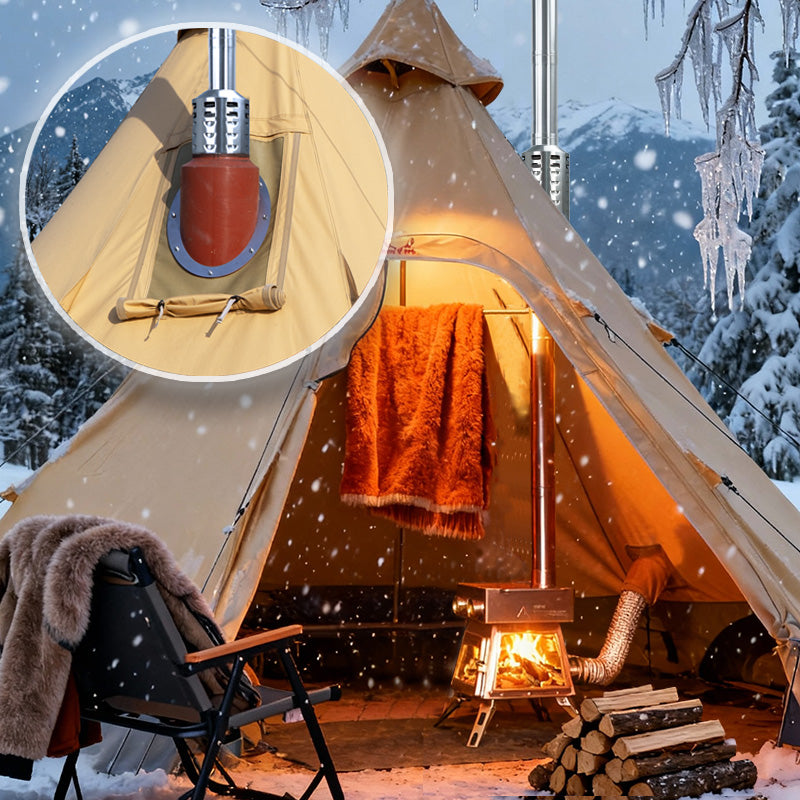 Winnerwell® Teepee Tent with Marsfire External Air Tent Stove & Chimney Outlet Protector Kit