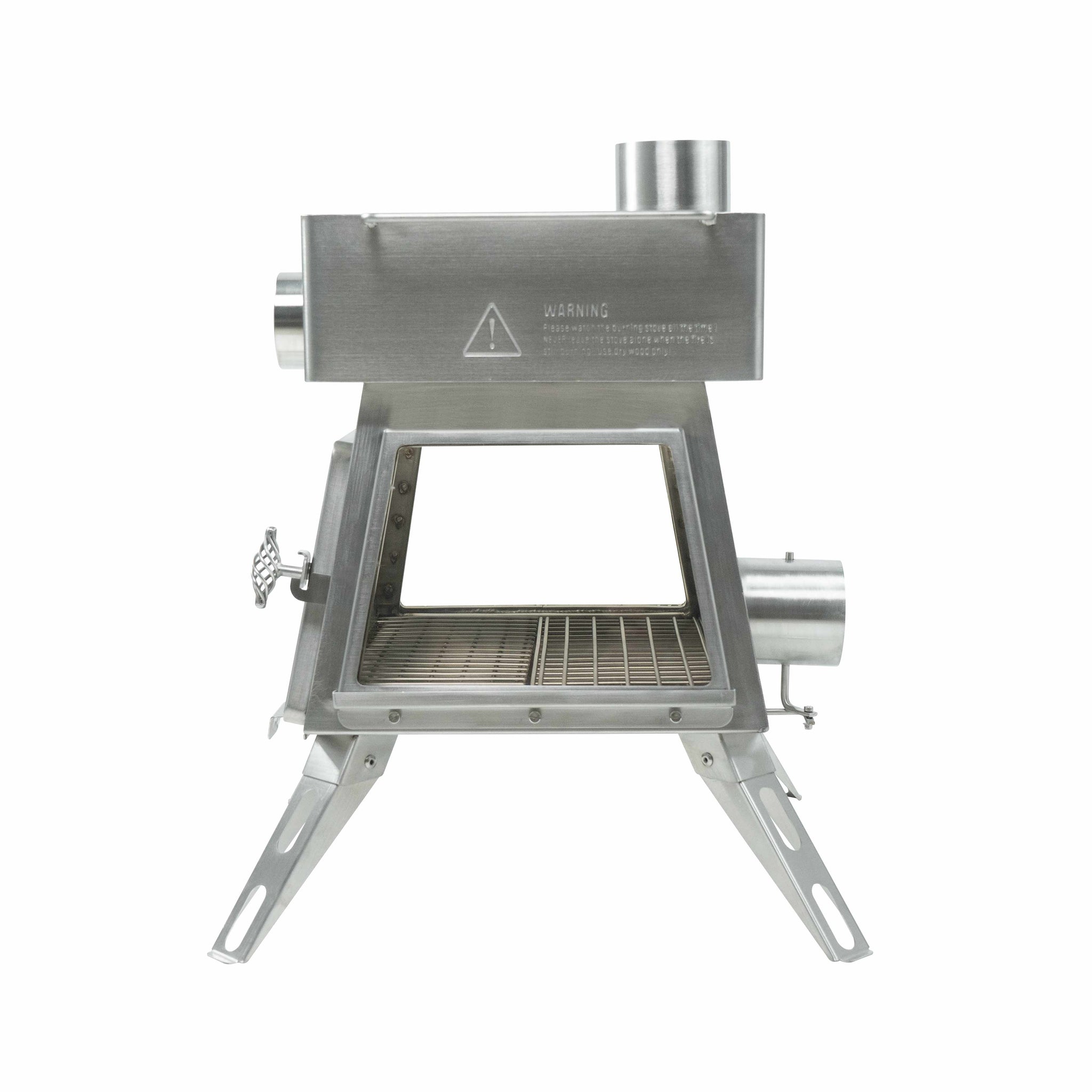 Three Side view of Winnerwell Marsfire tent stove showing compact design